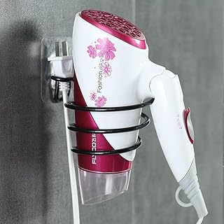 SwissHome Hair Dryer Stand Spiral Wall Mounted Hair Dryer Storage Organizer Rack Holder Hanger Using in Bathroom Salon Stylist Tool Drier Organize (BL