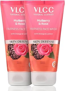 VLCC Mulberry & Rose Face Wash for Radiant Glow, Enriched with Rose, Mulberry, Orange & Lemon Peel Extracts for Fresh & Clear Skin, 150ml Each (Pack o