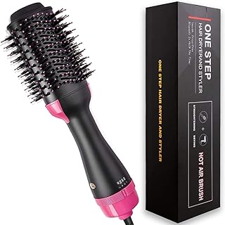 Hot Air Brush 3 IN 1 Hair Dryer Brush, One Step Hair Dryer & Styler & Volumizer & Hair Curler, Negative Ions Comb Straightener Salon/Curly Reduce Friz