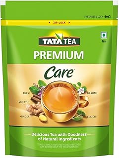 Tata Tea Premium Care Black Tea 1kg, Delicious Tea with Goodness of Tulsi, Mulethi, Ginger, Brahmi & Elaichi, Trusted Quality Tea, Loose Leaves