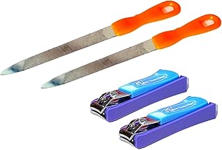 2pc Stainless Steel Filer With 2 Nail Cutter Metal finish Professional Nail Filer Polisher Art Kits Manicure Pedicure trimmer cutter shaper remover Sh