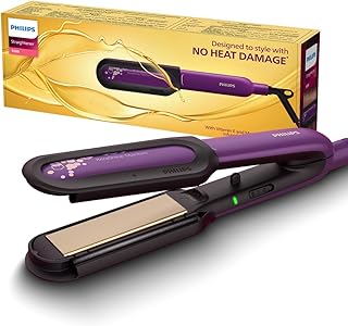 Philips India's No.1 Hair Styling Brand NourishCare Hair Straightener, No Heat Damage, Vitamin E Argan Oil Serum Strips, SilkProtect, Moisture Lock, 2