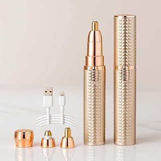 Eyebrow Trimmer for Women 3 in 1 Rechargeable Facial Hair Remover with Replaceable Heads, Professional Painless Personal Hair Removal Eyebrow Razor wi