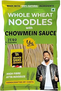 Whole Wheat Noodles - with Chowmein Sauce - Zero Maida - No Preservatives & 100% Natural Ingredients - Just Boil - Ready in 5 mins - 180g - Yu