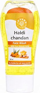Haldi Chandan Face Wash 100ml, Pack of 2 with Aloe Vera, Turmeric & Sandalwood – 100ml | Sulfate & Paraben Free | pH Balanced Face Cleanser for All Sk