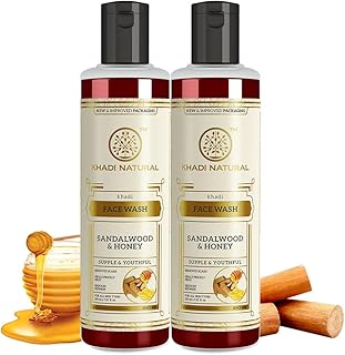 Khadi Natural Sandalwood & Honey Face Wash | Gentle Face Cleanser for Healthy Skin | Face Wash for Calming Sunburns | Face Wash for Soft Skin | Suitab