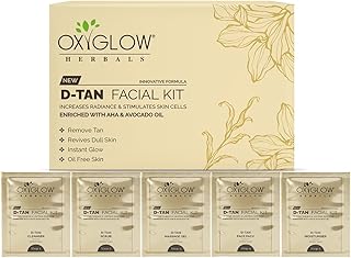 Oxyglow Herbals D-Tan Facial Kit, 5 Step Treatment with AHA & Avocado Oil, Radiance Boosting