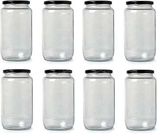 1000 Gram Glass Jar with Air Tight Black Lid for Kitchen Dried Masla Storage Jar,Honey Jar,Jar and Container,Spice Masala Jar,Glass,Visible Glass Jar