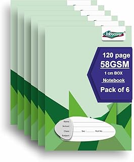 Mathematics Notebook for Kids (Squared Ruling) | 120 Pages, Pack of 6 | 24 x 18 cm | Soft Bound Boxed Notebook with Margin | White Paper | Ideal for H
