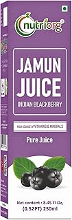 Nutriorg Jamun Juice | 250 ml | Pure Jamun Juice for Diabetes Care | Controls Blood Sugar Levels | Blood Purification | No Added Sugar, Preservatives,