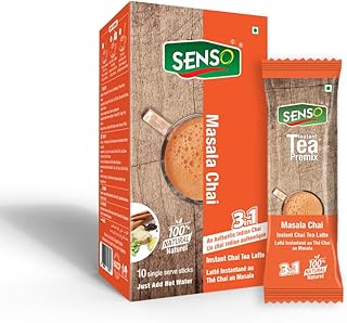 Senso masala tea premix sachet - Regular Sugar (14g * 10 Sachets) Ginger Adrak Elaichi Tea - Masala Chai instant tea premix sachets masala chai premix