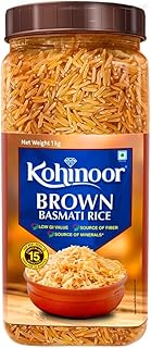Kohinoor Brown Authentic Basmati Rice, 1 Kg Jar | Long Grain Rice with Rich Aroma | Nutritious & Healthy