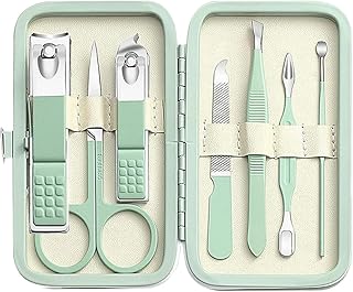 Gleva 7 Pieces Nail Grooming Kit, Stainless Steel Manicure Kit, Nail cutter set, Non Slip Handle, Manicure Pedicure Kit, Nails Tool Personal Care Nail