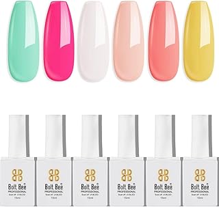 Bolt Bee Gel Polish Kit Gel Polish Set,6 Colors Light Soft Sakura White Nude Spring Soak Off Nail Art Design Manicure Kit at Home (A1- M Venice Water