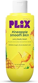 The Plant Fix Plix Pineapple 5% Lactic Acid Exfoliating Body Wash For All Skin Types, Paraben-Free Shower Gel, For Dry, Rough & Strawberry Skin, 236 M