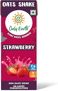 Only Earth Strawberry Oats Shake|Plant-based | Lactose-free | No Added Preservatives, Colors | Cholesterol-free | Guilt-free | With Calcium, Vitamin D
