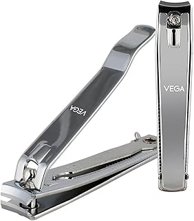 Vega Large Nail Clipper 1 Piece for Men & Women | Stainless Steel Nail Trimmer for Fingernails & Toenails | Durable Nail Cutter with Anti-Slip Grip |