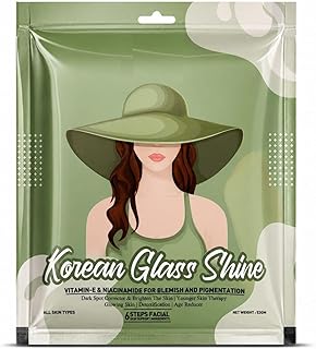 Korean Glass Shine Facial Kit 53g | Vitamin E & Niacinamide | Skin Brightening, Pigmentation Removal, Dark Spot Corrector | Glow Facial Kit | 6 Step F