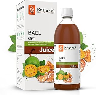 KRISHNA'S HERBAL & AYURVEDA Bael Juice -1000 Ml Concentrate Sugar Free Beal Juice For Healthy Gut Health, Bel Swaras With No Added Color Or Flavour