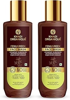 Khadi Organique Fenugreek Face Wash | Herbal Cleanser with Fenugreek, Cinnamon Oil & Botanical Extracts | Skin Brightening, Anti-Ageing & Glowing Skin