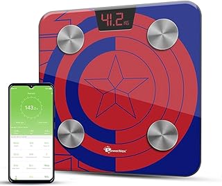 Powermax BCA-130 CAPTAIN AMERICA (BLUE) BMI Weight Machine for Body Weight, Digital Body Fat Analyzer & Smart Body Composition Weighing Scale, 13 Body
