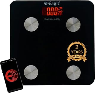 Eagle Bluetooth BMI Weight Machine For Body Weight, Digital Body Fat Analyzer & Smart Body Composition Scale With 11 Body Parameters, 200 kg Capacity