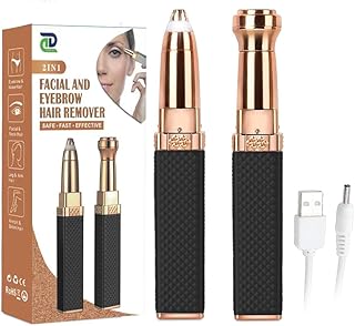 Eyebrow Trimmer for Women || Epilator 2-in-1 || Face Trimmer For Women Facial Hair, Upper Lips, Nose, Ear, Portable & Rechargable - With Ring Light -