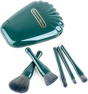 5 In 1 Mini Makeup Brush Set With Mirror Travel-friendly Cosmetic Brushes Kit For Foundation Blush Eyeshadow Contour Blending (Multi)