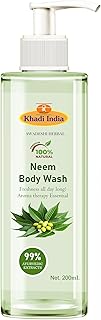 Khadi Ayurvedic Neem Body Wash – 100% Pure & Natural Herbal Shower Gel for Healthy, Nourished & Glowing Skin – Paraben-Free & Sulphate-Free – 200ml (P