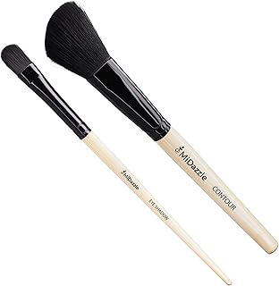 Midazzle Premium Wooden Eye Shadow Brush with Premium Wooden Contour Brush Makeup Brush for Makeup Beauty with Smooth Soft Hair Bristles Natural Handl