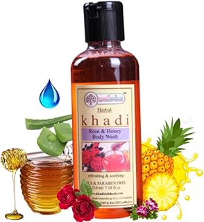 KHADI RISHIKESH Herbal Rose Honey Nourishing Body Wash For Softer, Smoother Skin With Rose Geranium Oil,Aloe Vera,Honey,Essential Oil Add Natural Radi