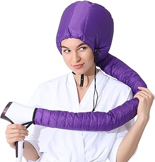 Fiewmay Hooded Hair Dryer Bonnet Cap for Quick Dry Hands Free Deep Condition and Styling (Purple HairDryer Bonnet)
