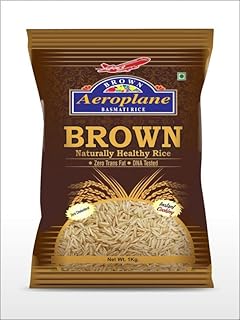 Aeroplane Brown instant Cooks Rice | High Fiber & Perfectly Aged Brown Rice| Long Grain with Rich Aroma Basmati Rice, 1 Kg_Packet