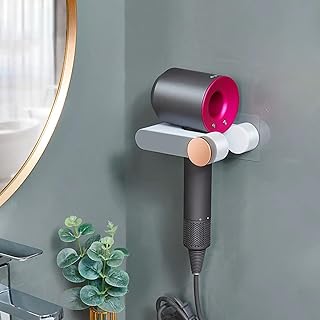 Universal Hair Dryer Holder, Blow Dryer Hanger Wall Mount for Hair Dryer Hook with Plug Cord Organizer Multi-Functional Hair Styling Tool Storage Self