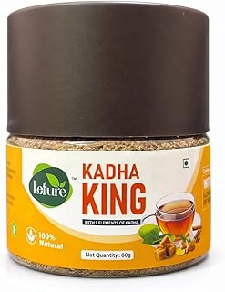 Lefure Kadha King Ayurvedic Herbal Tea – Cinnamon, Ginger, Black Pepper & Spice Blend | Traditional Kadha for Seasonal Comfort | Caffeine-Free (80GM)