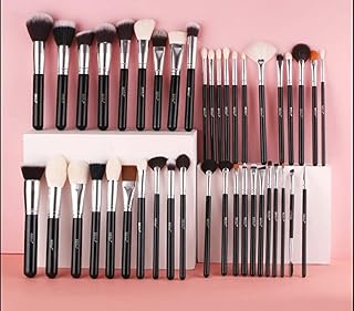 BEILI 42Pcs Professional Makeup Brushes Set Natural Goat Hair Premium Synthetic Kabuki Foundation Blending Brush Face Powder Blush Concealers Eye Shad