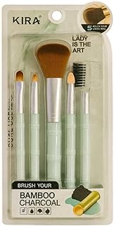 KIRA Professional Bamboo Charcoal Makeup Brush Set, 5 Pieces, Powder, Foundation, Eyeshadow, Eyebrow, Eyelash Brush, Soft Bristles, Skin Friendly (GRE
