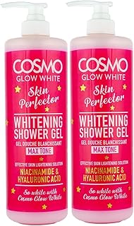 Cosmo Glow White Skin Perfector Whitening Shower Gel 1000ml Pack Of 2 | Even Tone & Hydrating Body Wash For Radiant Skin | Non Greasy | Long Lasting |