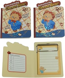 A Mini Cute Bear Mini Notebook with Clipboard Memo Pad – Kawaii Weekly Planner Notepad, Small Diary Journal for Kids, Students & Office Use | Gift Sta