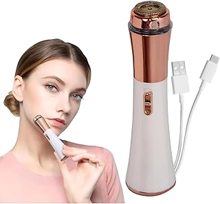 Rechargeable Facial Hair Remover, Eyebrow Trimmer for Women, Lipstick-Shaped Trimmer with Smartlight, Painless Facial Shaver Epilator Machine for Face