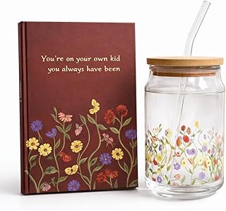 THE UMBRELLA STORE Floral Printed Glass Tumbler with Bamboo Lid & Reusable Straw with Printed Hardcover Notebook | Stylish Gift Set for Home, Office,