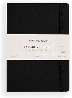myPAPERCLIP Executive Series A5 Unruled Notebook | 192 Pages, 80 GSM, Soft Cover, A5 (5.83 x 8.27 in) | Flat Lay | Bookmark, Elastic Closure & Back Po