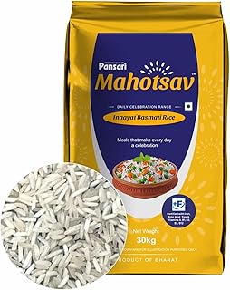 Mahotsav Inaayat Basmati Rice by Pansari 30 Kg – Whole Grain, Fortified, Gluten-Free – Ideal for Biryani, Pulao, Steamed Rice & Daily Indian Meals – 3