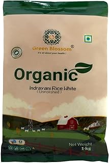 Green Blossom Organic Indrayani White Rice | Medium Grain | Unpolished | Perfect for Daily Use 2Kg (Pack of 2)