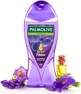 Palmolive Aroma Absolute Relax Body Wash, 250ml Shower Gel Single Bottle, 100% Natural Ylang Ylang Essential Oil & Iris Extracts for a Smooth Skin, pH