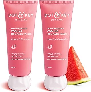 Dot & Key Watermelon Super Glow Gel Face Wash with Vitamin C & Cucumber | Face Wash for Glowing Skin, Pigmentation and Dark Spot Reduction Normal, Com