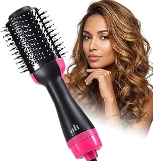 One Step Hair Dryer and Styler Brush, 3-in-1 Hot Air Brush with Tourmaline Ceramic Barrel, 1000 Watts, 3 Heat/2 Speed Settings, Black