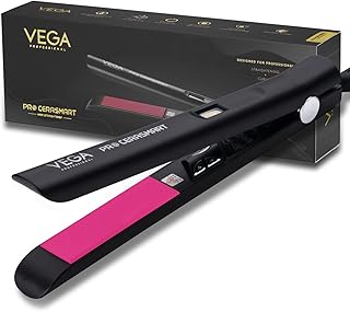 VEGA PROFESSIONAL Pro Cera Smart Hair Straightener With Tourmaline Ceramic Floating Plates,Ultra Quick Heat Up&Adjustable Temperature,(Vpmhs-06),Black
