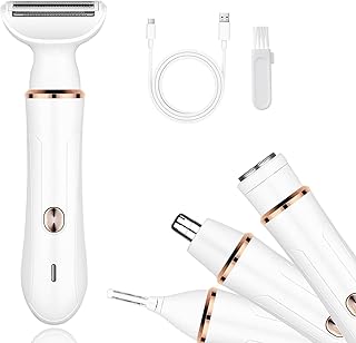 Women's 4 in 1 Electric Shaver Body Rechargeable Facial Epilator with 4 Accessories Eyebrow Trimmer and Razors for Women Cordless Women's Intimate Par