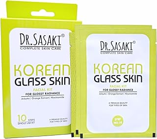 Dr. Sasaki Facial Kit – 10 Step Professional Facial Kit for Glowing Skin | Deep Cleansing, Exfoliation, Hydration & Brightening | Suitable for All Ski